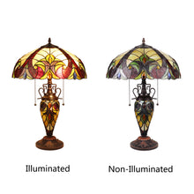 Load image into Gallery viewer, RADIANCE goods Victorian-Style Dark Bronze 3 Light Double Lit Table Lamp 16&quot; Wide
