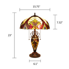 Load image into Gallery viewer, RADIANCE goods Victorian-Style Dark Bronze 3 Light Double Lit Table Lamp 16&quot; Wide
