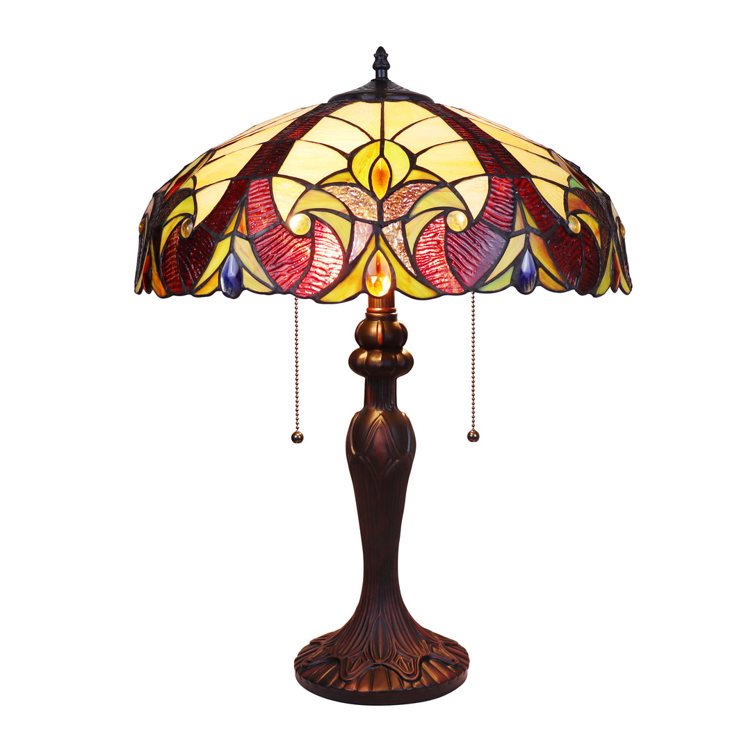 RADIANCE goods Victorian Tiffany-Style Dark Bronze 2 Light Table Lamp 18