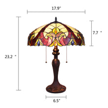 Load image into Gallery viewer, RADIANCE goods Victorian Tiffany-Style Dark Bronze 2 Light Table Lamp 18&quot; Wide
