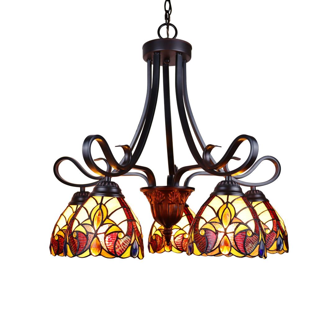 RADIANCE goods Victorian Tiffany-Style Dark Bronze 5 Light Large Chandelier 24