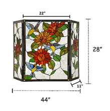 Load image into Gallery viewer, RADIANCE goods Tiffany-Style 3pcs Folding Floral Fireplace Screen 44&quot; Wide
