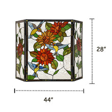 Load image into Gallery viewer, RADIANCE goods Tiffany-Style 3pcs Folding Floral Fireplace Screen 44&quot; Wide
