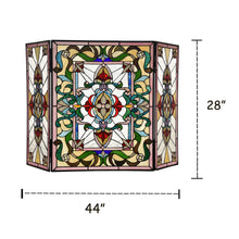 Load image into Gallery viewer, RADIANCE goods Victorian 3pcs Folding Stained Glass Fireplace Screen 44&quot; Wide
