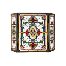 Load image into Gallery viewer, RADIANCE goods Victorian 3pcs Folding Stained Glass Fireplace Screen 44&quot; Wide
