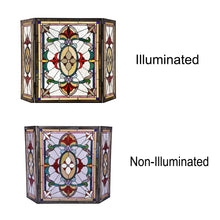 Load image into Gallery viewer, RADIANCE goods Victorian 3pcs Folding Stained Glass Fireplace Screen 44&quot; Wide
