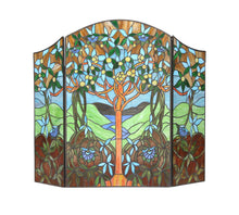 Load image into Gallery viewer, RADIANCE goods Floral 3pcs Folding Stained Glass Fireplace Screen 44x35
