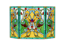 Load image into Gallery viewer, RADIANCE goods Victorian 3pcs Folding Stained Glass Fireplace Screen 44x28
