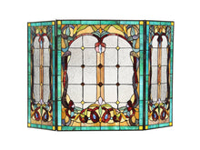 Load image into Gallery viewer, RADIANCE goods Victorian 3pcs Folding Stained Glass Fireplace Screen 44x28
