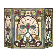 Load image into Gallery viewer, RADIANCE goods Victorian 3pcs Folding Stained Glass Fireplace Screen 44&quot; Wide
