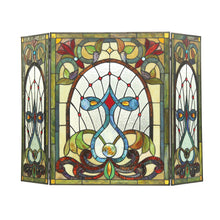 Load image into Gallery viewer, RADIANCE goods Victorian 3pcs Folding Stained Glass Fireplace Screen 44&quot; Wide
