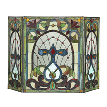 Load image into Gallery viewer, RADIANCE goods Victorian 3pcs Folding Stained Glass Fireplace Screen 44&quot; Wide
