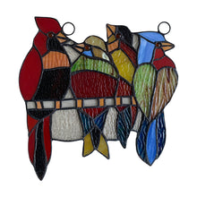 Load image into Gallery viewer, RADIANCE goods Birds Stained Glass Window Panel 9.3&quot;x8.9&quot;
