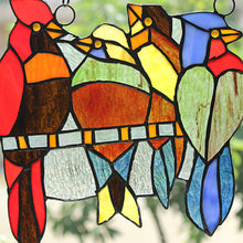 Load image into Gallery viewer, RADIANCE goods Birds Stained Glass Window Panel 9.3&quot;x8.9&quot;
