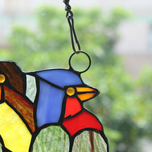 Load image into Gallery viewer, RADIANCE goods Birds Stained Glass Window Panel 9.3&quot;x8.9&quot;
