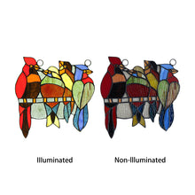 Load image into Gallery viewer, RADIANCE goods Birds Stained Glass Window Panel 9.3&quot;x8.9&quot;
