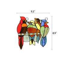 Load image into Gallery viewer, RADIANCE goods Birds Stained Glass Window Panel 9.3&quot;x8.9&quot;
