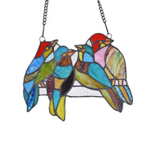 Load image into Gallery viewer, RADIANCE goods Birds Stained Glass Window Panel 9.8&quot;x7.9&quot;
