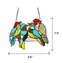Load image into Gallery viewer, RADIANCE goods Birds Stained Glass Window Panel 9.8&quot;x7.9&quot;

