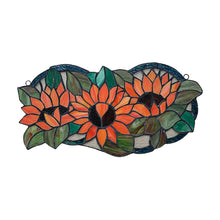 Load image into Gallery viewer, RADIANCE goods Floral Stained Glass Window Panel 17.3&quot;x8.7&quot;
