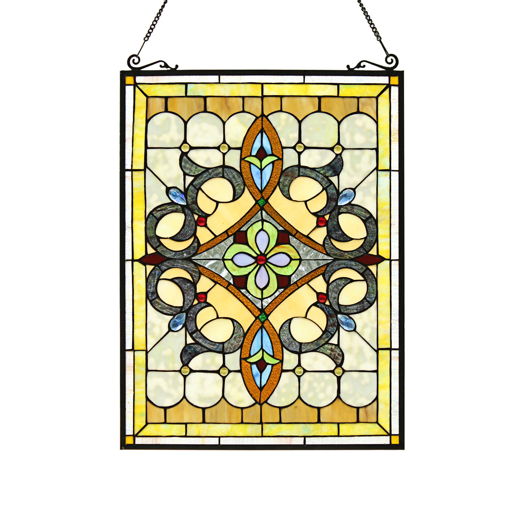 RADIANCE goods Victorian Stained Glass Window Panel 24.6