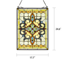 Load image into Gallery viewer, RADIANCE goods Victorian Stained Glass Window Panel 24.6&quot;x17.7&quot;
