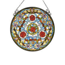Load image into Gallery viewer, RADIANCE goods Floral Stained Glass Window Panel 24&quot;x24&quot;
