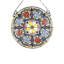 Load image into Gallery viewer, RADIANCE goods Floral Stained Glass Window Panel 24&quot;x24&quot;
