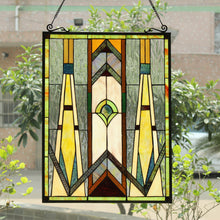 Load image into Gallery viewer, RADIANCE goods Mission Stained Glass Window Panel 24.6&quot;x17.7&quot;
