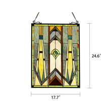 Load image into Gallery viewer, RADIANCE goods Mission Stained Glass Window Panel 24.6&quot;x17.7&quot;
