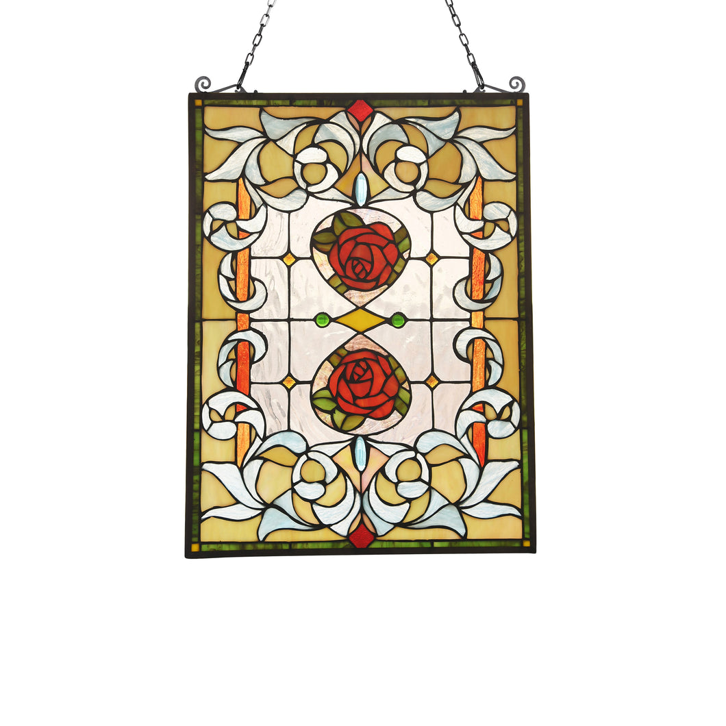 RADIANCE goods Floral Stained Glass Window Panel 24.6