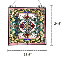 Load image into Gallery viewer, RADIANCE goods Victorian Stained Glass Window Panel 24&quot;x25&quot;
