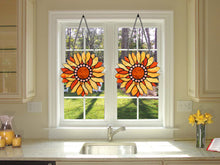 Load image into Gallery viewer, RADIANCE goods Tiffany-style Floral Stained Glass Window Panel 11&quot; Height
