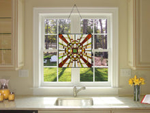 Load image into Gallery viewer, RADIANCE goods Mission Tiffany-Style Black Finish Window Panel 25&quot; Wide
