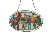 Load image into Gallery viewer, RADIANCE goods Birds Stained Glass Window Panel 23.5&quot;x15&quot;
