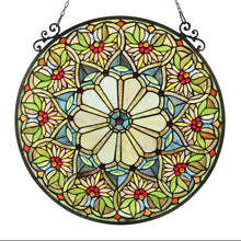 Load image into Gallery viewer, RADIANCE goods Floral Stained Glass Window Panel 23.5&quot;x23.5&quot;
