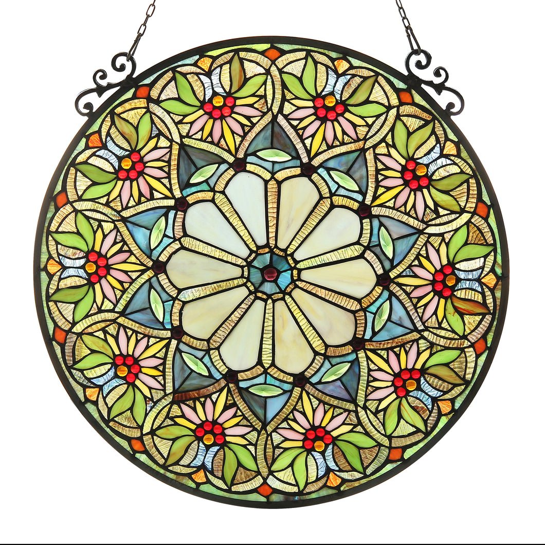 RADIANCE goods Floral Stained Glass Window Panel 23.5