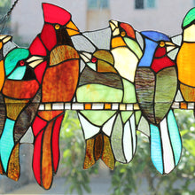 Load image into Gallery viewer, RADIANCE goods Birds Stained Glass Window Panel 21.5&quot;x13&quot;
