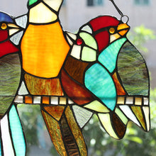 Load image into Gallery viewer, RADIANCE goods Birds Stained Glass Window Panel 21.5&quot;x13&quot;
