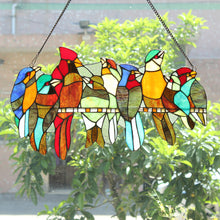 Load image into Gallery viewer, RADIANCE goods Birds Stained Glass Window Panel 21.5&quot;x13&quot;
