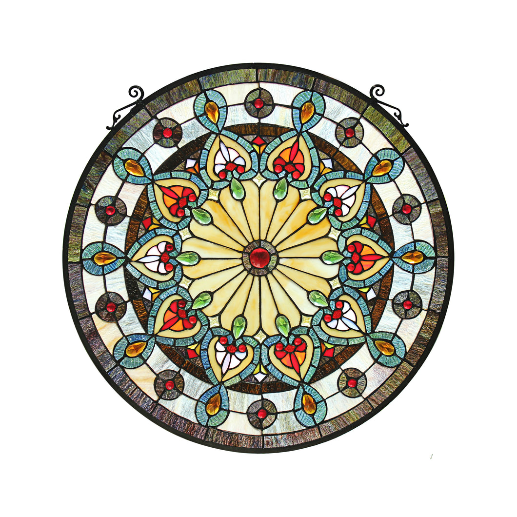RADIANCE goods Victorian Stained Glass Window Panel 23.5