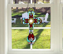 Load image into Gallery viewer, RADIANCE goods Victorian Tiffany-style Stained Glass Window Panel 13&quot; Tall
