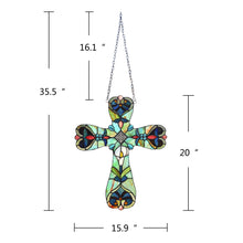 Load image into Gallery viewer, RADIANCE goods Victorian Tiffany-style Stained Glass Window Panel 20&quot; Tall
