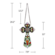 Load image into Gallery viewer, RADIANCE goods Victorian Tiffany-style Stained Glass Window Panel 13&quot; Tall
