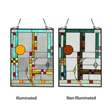 Load image into Gallery viewer, RADIANCE goods Geometric Stained Glass Window Panel 17.5&quot;x25&quot;
