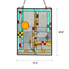Load image into Gallery viewer, RADIANCE goods Geometric Stained Glass Window Panel 17.5&quot;x25&quot;
