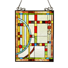 Load image into Gallery viewer, RADIANCE goods Geometric Stained Glass Window Panel 17.5&quot;x25&quot;
