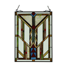 Load image into Gallery viewer, RADIANCE goods Geometric Stained Glass Window Panel 17.5&quot;x25&quot;
