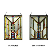 Load image into Gallery viewer, RADIANCE goods Geometric Stained Glass Window Panel 17.5&quot;x25&quot;
