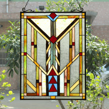 Load image into Gallery viewer, RADIANCE goods Geometric Stained Glass Window Panel 17.5&quot;x25&quot;
